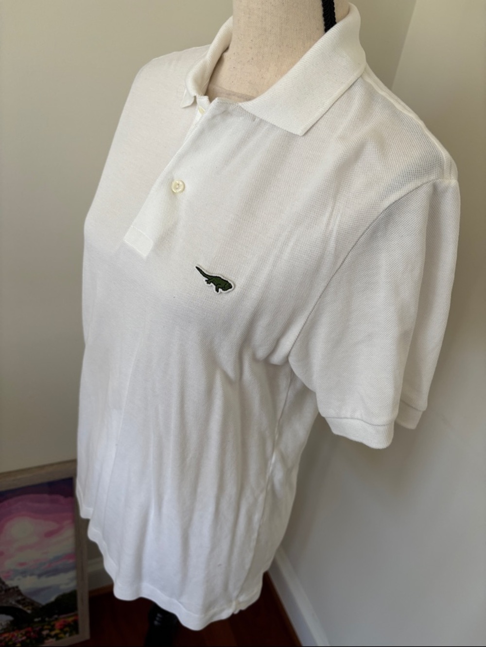 Lacoste White Polo with Green Crocodile Logo - Picture 4 of 5